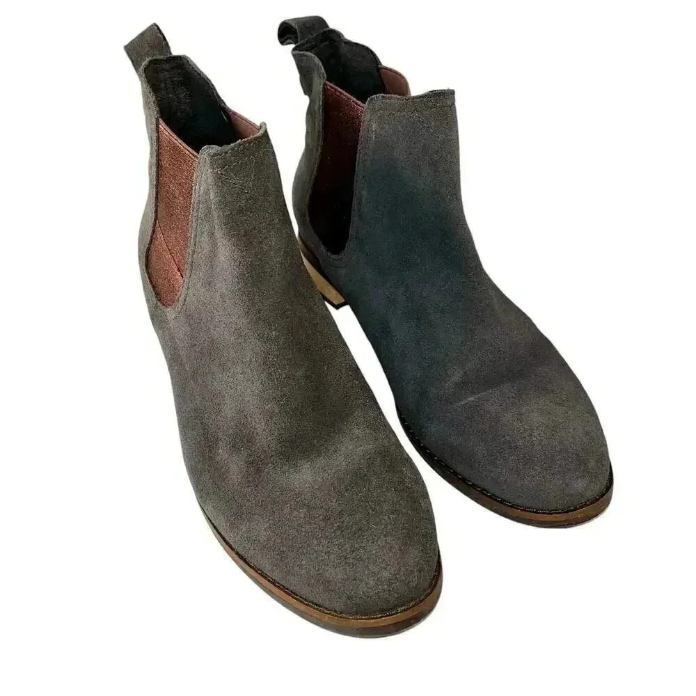 TOMS Women's‎ Gray Casual Classy Fall Ella Suede Pull-On Chelsea Bootie 8